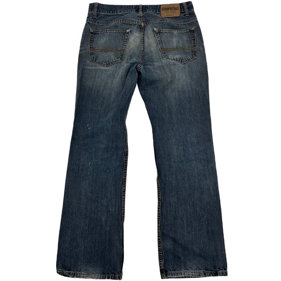 Aeropostale Mens Size 32/32 Driggs Slim Bootcut Jeans Blue Retro Straight Denim - Picture 12 of 16
